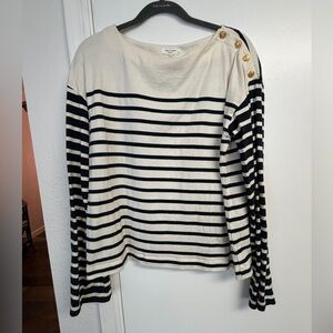 rag & Bone The Icons Bardot Striped Long Sleeve Shirt Nautical Top